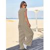 imageCicy Bell Womens Casual Striped Jumpsuits Summer Cap Sleeve Wide Leg Jumper Romper Button Down Travel Beach OutfitsLight Khaki