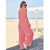 imageCicy Bell Womens Casual Striped Jumpsuits Summer Cap Sleeve Wide Leg Jumper Romper Button Down Travel Beach OutfitsPink