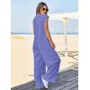 imageCicy Bell Womens Casual Striped Jumpsuits Summer Cap Sleeve Wide Leg Jumper Romper Button Down Travel Beach OutfitsPurple