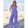 imageCicy Bell Womens Casual Striped Jumpsuits Summer Cap Sleeve Wide Leg Jumper Romper Button Down Travel Beach OutfitsPurple