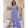 imageCicy Bell Womens Casual Striped Jumpsuits Summer Cap Sleeve Wide Leg Jumper Romper Button Down Travel Beach OutfitsPurple
