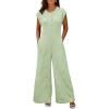 imageCicy Bell Womens Casual Striped Jumpsuits Summer Cap Sleeve Wide Leg Jumper Romper Button Down Travel Beach OutfitsLight Green