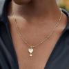 imageCicy Bell 18k Gold Plated Necklace for Women Moonstone Heart Charm Lucky Trendy Station Chain Pendant Necklace Gifts 177 with 2 ExtenderGold