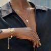 imageCicy Bell 18k Gold Plated Necklace for Women Moonstone Heart Charm Lucky Trendy Station Chain Pendant Necklace Gifts 177 with 2 ExtenderGold