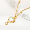 imageCicy Bell 18k Gold Plated Necklace for Women Moonstone Heart Charm Lucky Trendy Station Chain Pendant Necklace Gifts 177 with 2 ExtenderGold