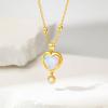 imageCicy Bell 18k Gold Plated Necklace for Women Moonstone Heart Charm Lucky Trendy Station Chain Pendant Necklace Gifts 177 with 2 ExtenderGold
