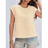 imageCicy Bell Womens Cap Sleeve Cotton Tank Tops Summer Casual Loose Fit T Shirts Crew Neck Basic TeeApricot