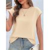 imageCicy Bell Womens Cap Sleeve Cotton Tank Tops Summer Casual Loose Fit T Shirts Crew Neck Basic TeeApricot