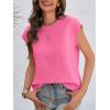 imageCicy Bell Womens Cap Sleeve Cotton Tank Tops Summer Casual Loose Fit T Shirts Crew Neck Basic TeeBright Pink