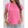imageCicy Bell Womens Cap Sleeve Cotton Tank Tops Summer Casual Loose Fit T Shirts Crew Neck Basic TeeBright Pink