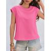 imageCicy Bell Womens Cap Sleeve Cotton Tank Tops Summer Casual Loose Fit T Shirts Crew Neck Basic TeeBright Pink