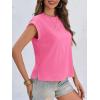 imageCicy Bell Womens Cap Sleeve Cotton Tank Tops Summer Casual Loose Fit T Shirts Crew Neck Basic TeeBright Pink
