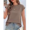 imageCicy Bell Womens Cap Sleeve Cotton Tank Tops Summer Casual Loose Fit T Shirts Crew Neck Basic TeeBrown