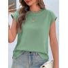 imageCicy Bell Womens Cap Sleeve Cotton Tank Tops Summer Casual Loose Fit T Shirts Crew Neck Basic TeeGreen