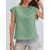 imageCicy Bell Womens Cap Sleeve Cotton Tank Tops Summer Casual Loose Fit T Shirts Crew Neck Basic TeeGreen