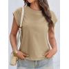 imageCicy Bell Womens Cap Sleeve Cotton Tank Tops Summer Casual Loose Fit T Shirts Crew Neck Basic TeeKhaki