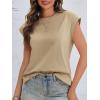 imageCicy Bell Womens Cap Sleeve Cotton Tank Tops Summer Casual Loose Fit T Shirts Crew Neck Basic TeeKhaki