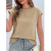 imageCicy Bell Womens Cap Sleeve Cotton Tank Tops Summer Casual Loose Fit T Shirts Crew Neck Basic TeeKhaki