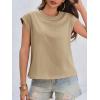 imageCicy Bell Womens Cap Sleeve Cotton Tank Tops Summer Casual Loose Fit T Shirts Crew Neck Basic TeeKhaki