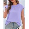 imageCicy Bell Womens Cap Sleeve Cotton Tank Tops Summer Casual Loose Fit T Shirts Crew Neck Basic TeePurple