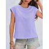 imageCicy Bell Womens Cap Sleeve Cotton Tank Tops Summer Casual Loose Fit T Shirts Crew Neck Basic TeePurple