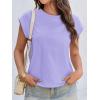imageCicy Bell Womens Cap Sleeve Cotton Tank Tops Summer Casual Loose Fit T Shirts Crew Neck Basic TeePurple