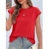 imageCicy Bell Womens Cap Sleeve Cotton Tank Tops Summer Casual Loose Fit T Shirts Crew Neck Basic TeeRed
