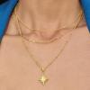 imageCicy Bell Womens Four Point Star Layered Necklaces 18k Gold Plated Stackable Pendant Necklace Cubic Zirconia Long Necklace Sets Good Luck Trend Jewelry GiftYellow Gold