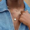 imageCicy Bell Womens Four Point Star Necklace Sets Double Layer Chain 18k Gold Plated Cubic Zirconia Mother of Pearl Lucky Pendant NecklaceGold