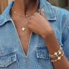 imageCicy Bell Womens Four Point Star Necklace Sets Double Layer Chain 18k Gold Plated Cubic Zirconia Mother of Pearl Lucky Pendant NecklaceGold