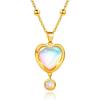 imageCicy Bell 18k Gold Plated Necklace for Women Moonstone Heart Charm Lucky Trendy Station Chain Pendant Necklace Gifts 177 with 2 ExtenderGold