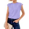 imageCicy Bell Womens Cap Sleeve Cotton Tank Tops Summer Casual Loose Fit T Shirts Crew Neck Basic TeePurple