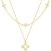 imageCicy Bell Womens Four Point Star Necklace Sets Double Layer Chain 18k Gold Plated Cubic Zirconia Mother of Pearl Lucky Pendant NecklaceGold