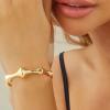 imageCicy Bell 18k Gold Plated Cuff Bangle Bracelet for Women Bone Joint Wide Open Vintage Bracelets Trendy Birthday Jewelry GiftsCuff Bracelets