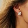 imageCicy Bell 18k Gold Plated Earrings for Women Cubic Zirconia Shell Pearl Elegant Irregular Stud Earrings for GiftsGold