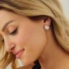 imageCicy Bell 18k Gold Plated Earrings for Women Cubic Zirconia Shell Pearl Elegant Irregular Stud Earrings for GiftsGold