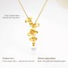 imageCicy Bell Floral Pendant Necklace for Women Trendy 18k Gold Plated Shell Pearl Cubic Zirconia Dainty Long Y Necklace Jewelry GiftsGold