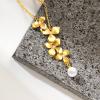 imageCicy Bell Floral Pendant Necklace for Women Trendy 18k Gold Plated Shell Pearl Cubic Zirconia Dainty Long Y Necklace Jewelry GiftsGold