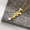 imageCicy Bell Floral Pendant Necklace for Women Trendy 18k Gold Plated Shell Pearl Cubic Zirconia Dainty Long Y Necklace Jewelry GiftsGold