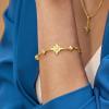 imageCicy Bell Womens 18k Gold Plated Four Point Star Bracelets Cubic Zirconia Cross Station Link Bracelets Trend Jewelry Gift 69quot19quot ExtenderStyle AFour Point Star