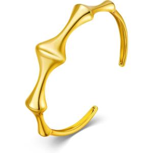 imageCicy Bell 18k Gold Plated Cuff Bangle Bracelet for Women Bone Joint Wide Open Vintage Bracelets Trendy Birthday Jewelry GiftsCuff Bracelets