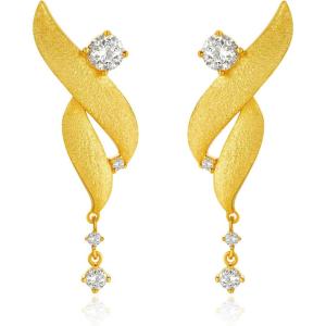 imageCicy Bell Womens 18k Gold Plated Leaf Dangle Earrings Cubic Zirconia Boho Frosted Drop Earrings Lightweight Trendy Jewelry Gift for HerDangle