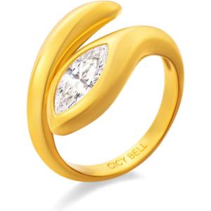 imageCicy Bell Womens 18k Gold Plated Snake Rings Marquise Cubic Zirconia Retro Animal Stacking Rings Trendy JewelryStye AYellow Gold