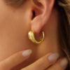 imageCicy Bell 18k Gold Plated Chunky Earrings for Womens Teardrop Cubic Zirconia Stud Earrings for GiftsGold