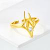 imageCicy Bell 18k Gold Plated Rings for Women Personalized Irregular Horn Cubic Zirconia Open Adjustable Stackable Rings Jewerly GiftsGold
