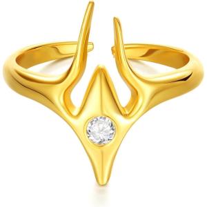 imageCicy Bell 18k Gold Plated Rings for Women Personalized Irregular Horn Cubic Zirconia Open Adjustable Stackable Rings Jewerly GiftsGold