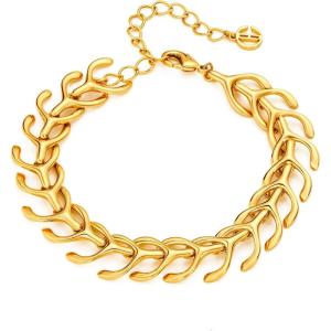 imageCicy Bell Womens 18k Gold Plated Wishbone Bracelets Good Luck Protection Station Link Bracelets Trend Jewelry Gift 71quot 19quot ExtenderStyle AWishbone