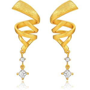 imageCicy Bell Womens Platinum Plated Cubic Zirconia Elegant Twsit Wave Matte Dangle Earrings for GiftsGold