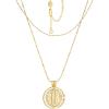 imageCicy Bell 18k Gold Plated Layered Necklaces for Women Trendy Retro Circle Coin Pendant Necklace for Jewelry Birthday GiftsGold