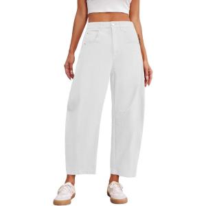 imageCicy Bell Womens Baggy Barrel Horseshoe Pants Casual Wide Leg Mid Rise Cropped Pants with Pockets
